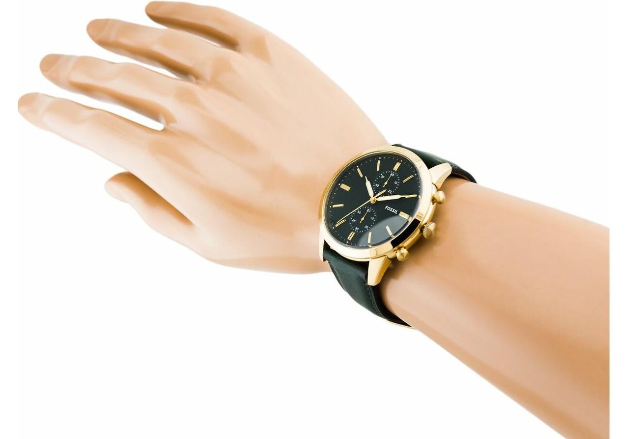 Fossil Townsman Chronograph Green Dial Green Leather Strap Watch for Men - FS5599 Watches Fossil   