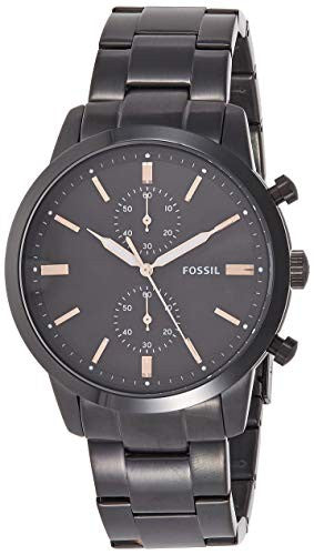 Fossil Townsman Chronograph Black Dial Black Steel Strap Watch for Men - FS5379 Watches Fossil   