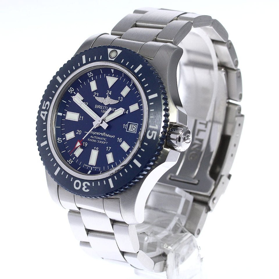 Breitling Superocean 44mm Special Blue Dial Silver Steel Strap Watch for Men - Y17393161C1A1 Watches Breitling   