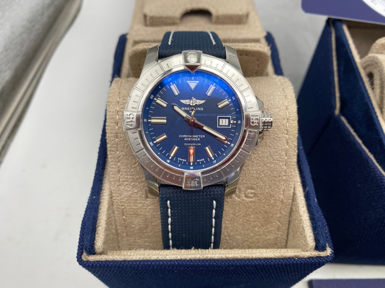Breitling Avenger Automatic 43mm Blue Dial Blue Nylon Strap Watch for Men - A17318101C1X2 Watches Breitling   