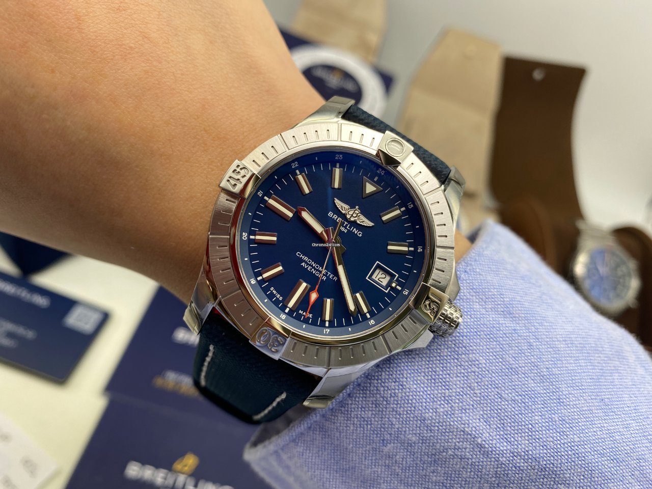 Breitling Avenger Automatic 43mm Blue Dial Blue Nylon Strap Watch for Men - A17318101C1X2 Watches Breitling   