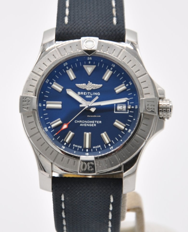 Breitling Avenger Automatic 43mm Blue Dial Blue Nylon Strap Watch for Men - A17318101C1X2 Watches Breitling   