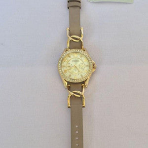 Fossil Riley Gold Dial Grey Leather Strap Watch for Women - ES3465 Watches Fossil   