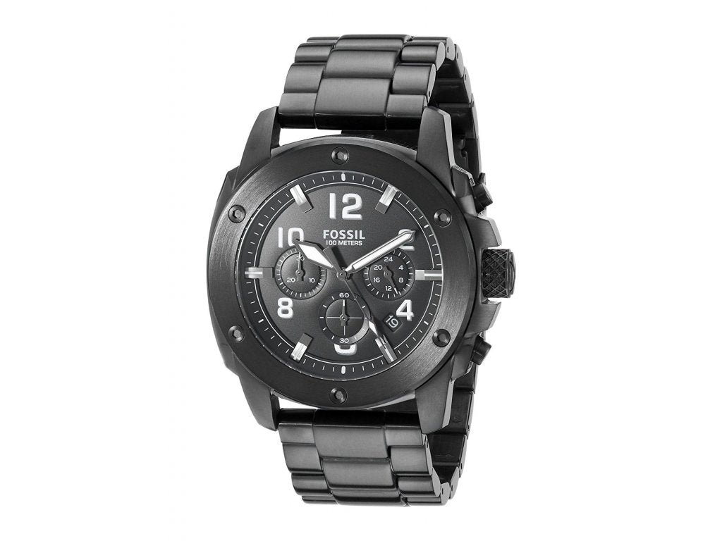 Fossil Machine Chronograph Black Dial Black Steel Strap Watch for Men - FS4927 Watches Fossil   