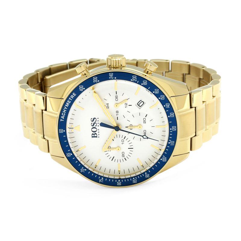 Hugo Boss Trophy White Dial Gold Steel Strap Watch for Men - 1513631 Watches Hugo Boss   