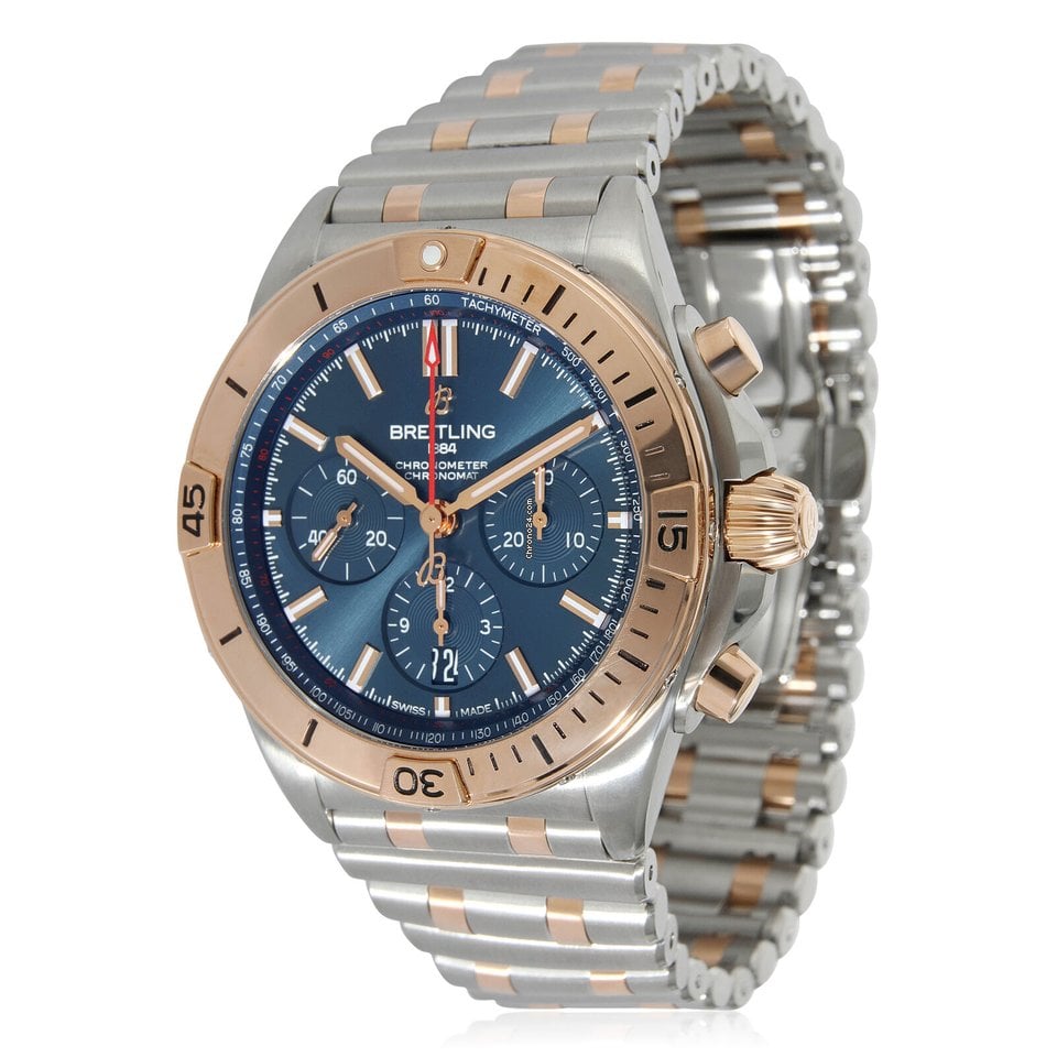 Breitling Chronomat B01 42mm Blue Dial Two Tone Steel Strap Watch for Men - UB0134101C1U1 Watches Breitling   