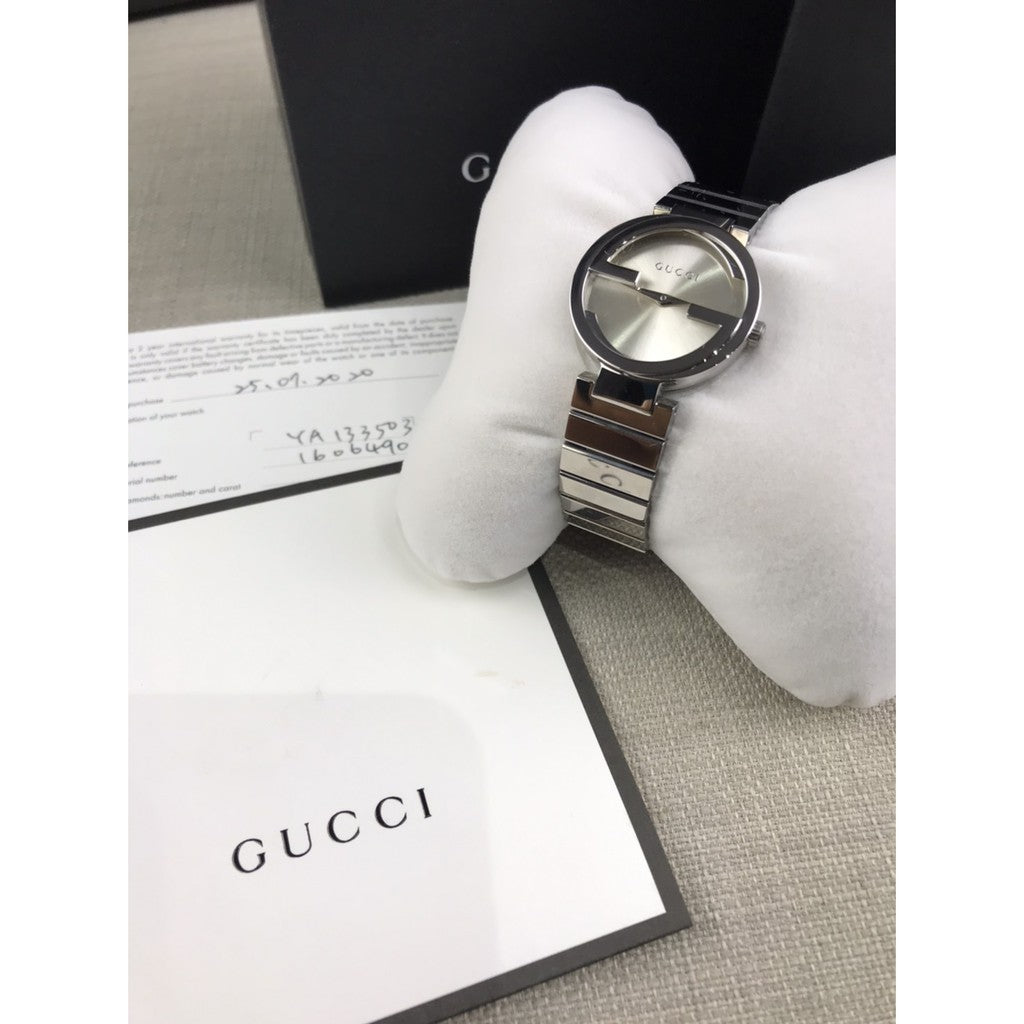 Gucci G Interlocking Silver Dial Silver Steel Strap Watch For Women - YA133503 Watches Gucci   