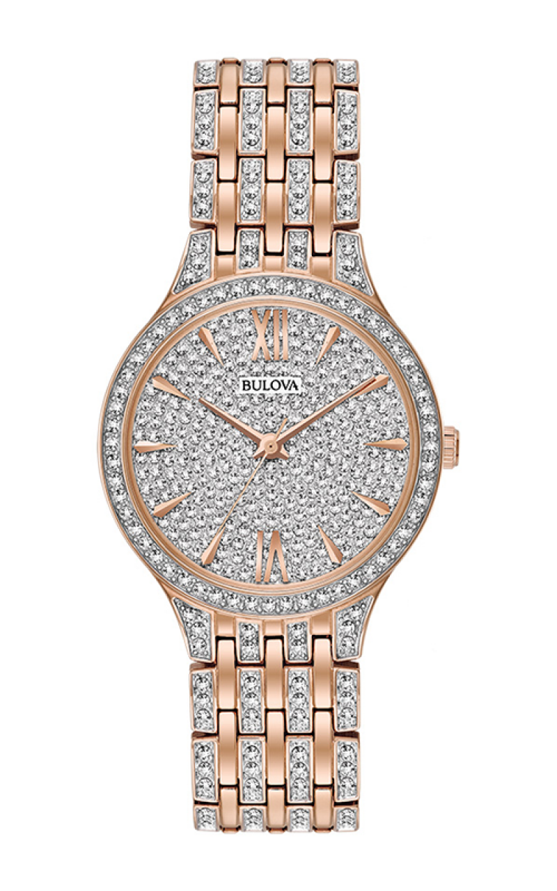 Bulova Crystal Collection Silver Crystals Dial Two Tone Steel Strap Watch for Women - 98L235 Watches Bulova   