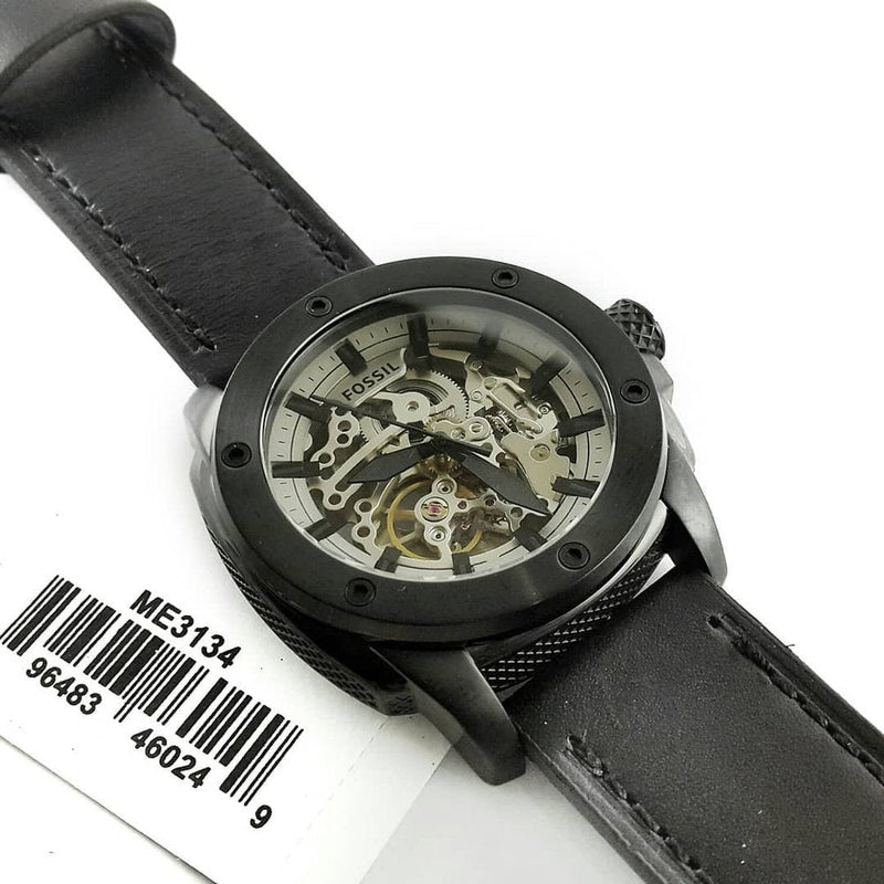 Fossil Modern Machine Automatic Skeleton Grey Dial Black Steel Strap Watch for Men - ME3134 Watches Fossil   