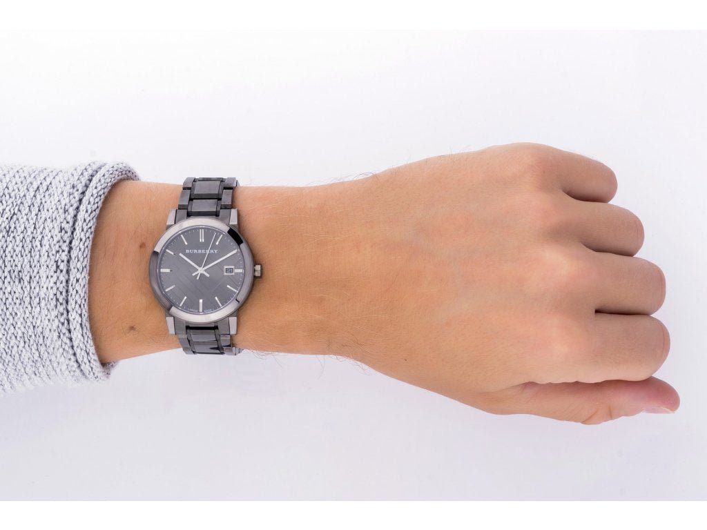 Burberry The City Gunmetal Dial Stainless Steel Strap Watch for Men - BU9007 Watches Burberry   