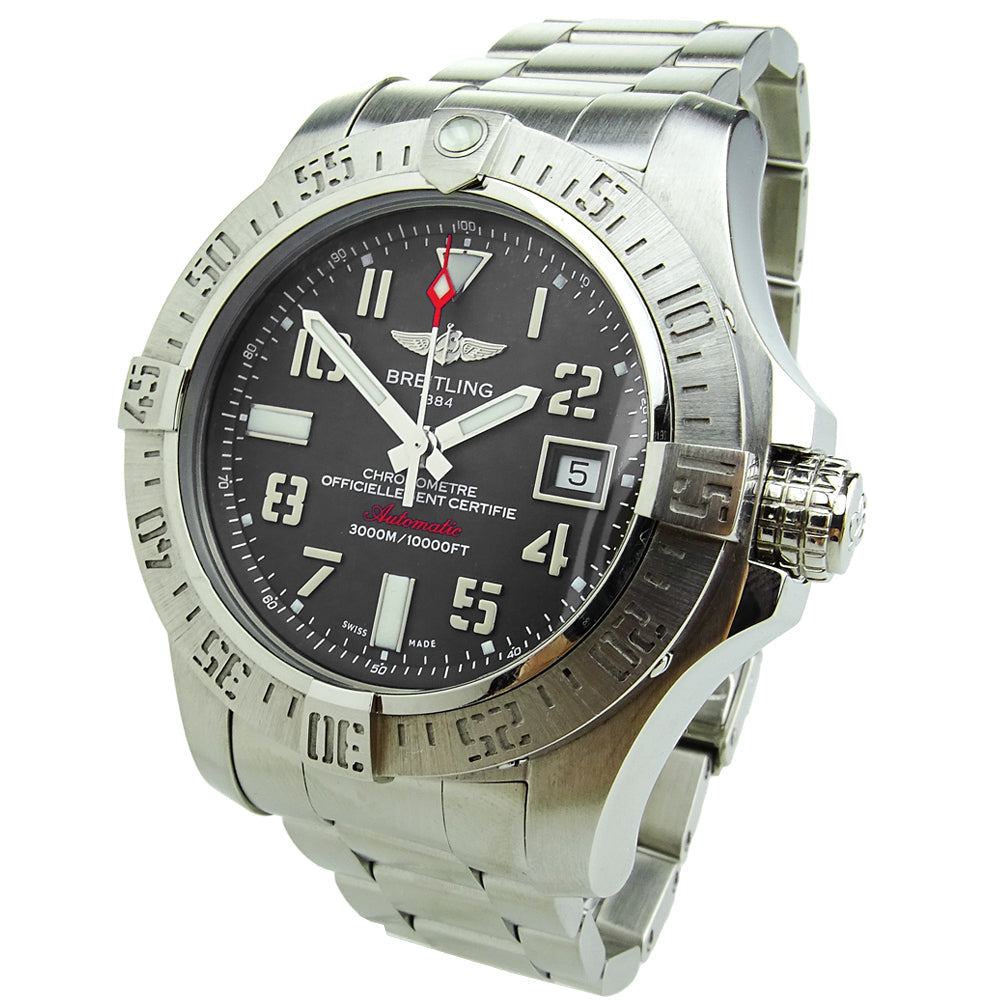 Breitling Avenger II Seawolf 45mm Grey Dial Silver Steel Strap Mens Watch - A1733110/F563 Watches Breitling   