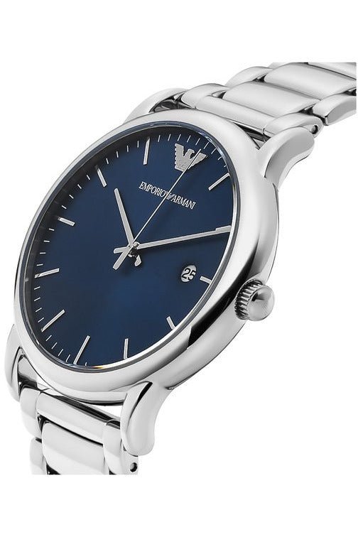 Emporio Armani Luigi Blue Dial Silver Stainless Steel Watch For Men - AR11089 Watches Emporio Armani   