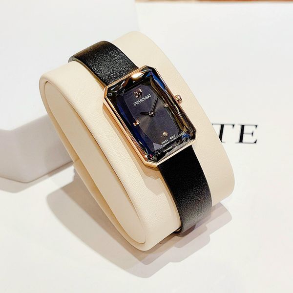 Swarovski Uptown Black Dial Black Leather Strap Watch for Women - 5547710 Watches Swarovski   