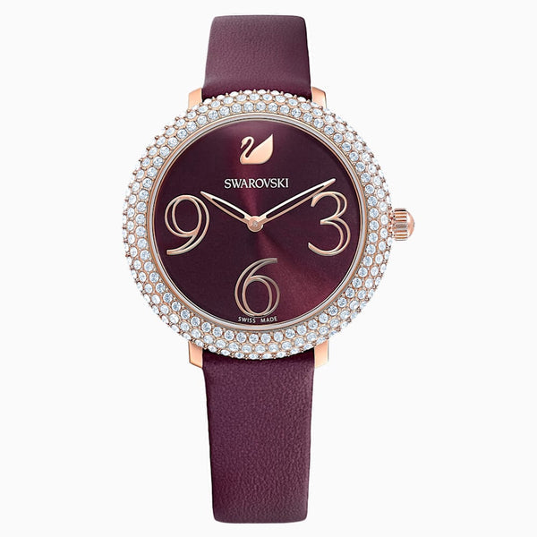 Swarovski Crystal Frost Red Dial Red Leather Strap Watch for Women - 5484064 Watches Swarovski   
