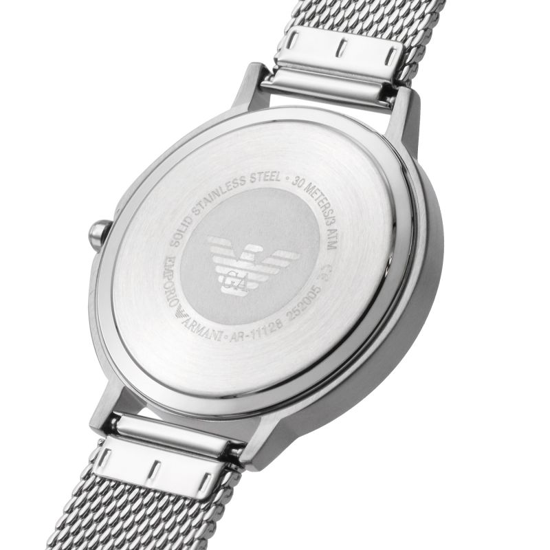 Emporio Armani Kappa Silver Dial Silver Mesh Bracelet Watch For Women - AR11128 Watches Emporio Armani   