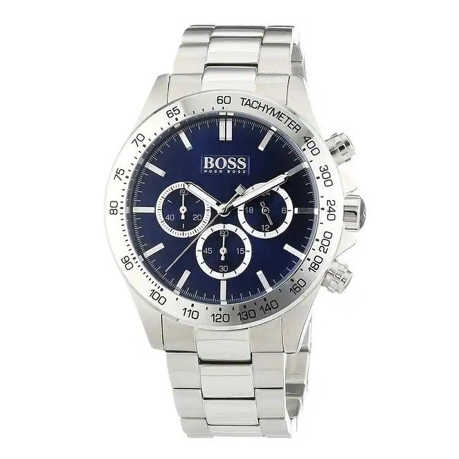 Hugo Boss Ikon Blue Dial Silver Steel Strap Watch for Men - 1512963 Watches Hugo Boss   