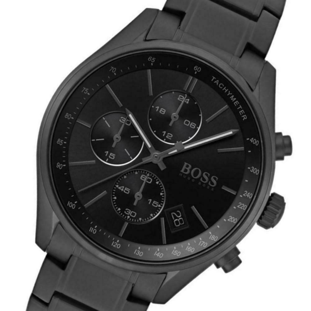 Hugo Boss Grand Prix Black Dial Black Steel Strap Watch for Men - 1513676 Watches Hugo Boss   