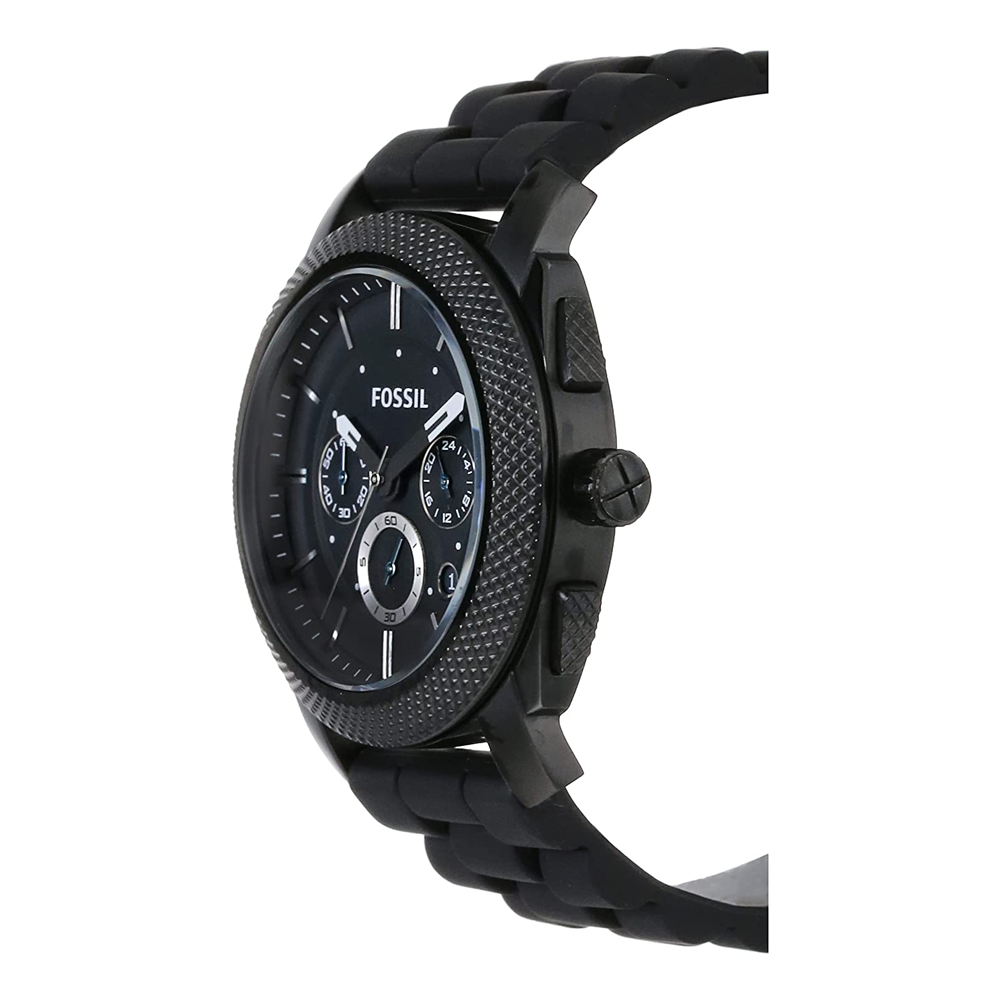 Fossil Machine Chronograph Black Dial Black Silicone Strap Watch for Men - FS4487 Watches Fossil   