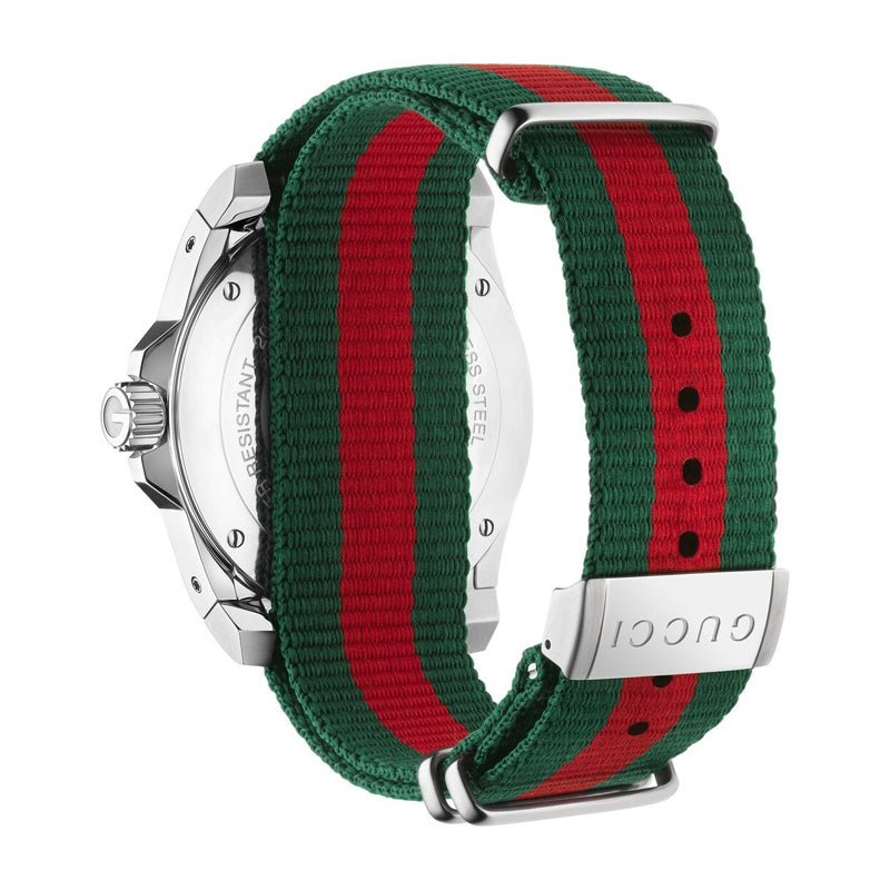 Gucci Dive Black Dial Green & Red Nylon Strap Watch For Men - YA136206 Watches Gucci   