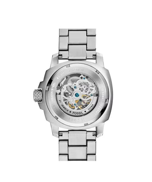 Fossil Modern Machine Automatic Silver Dial Silver Steel Strap Watch for Men - ME3081 Watches Fossil   