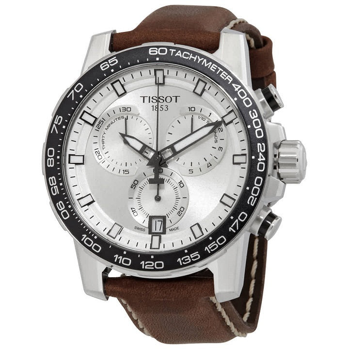 Tissot Supersport Chrono Silver Dial Brown Leather Strap Watch for Men - T125.617.16.031.00 Watches Tissot   