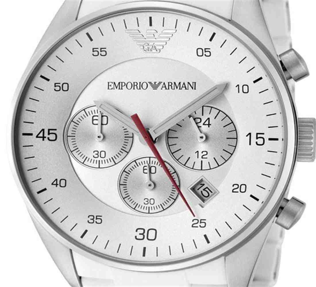 Emporio Armani Sport Chronograph White Dial White Silicone Strap Watch For Men - AR5859 Watches Emporio Armani   