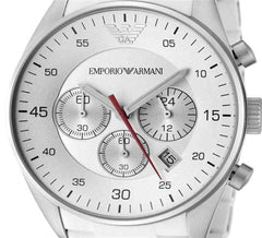 Emporio Armani Sport Chronograph White Dial White Silicone Strap Watch For Men - AR5859 Watches Emporio Armani   