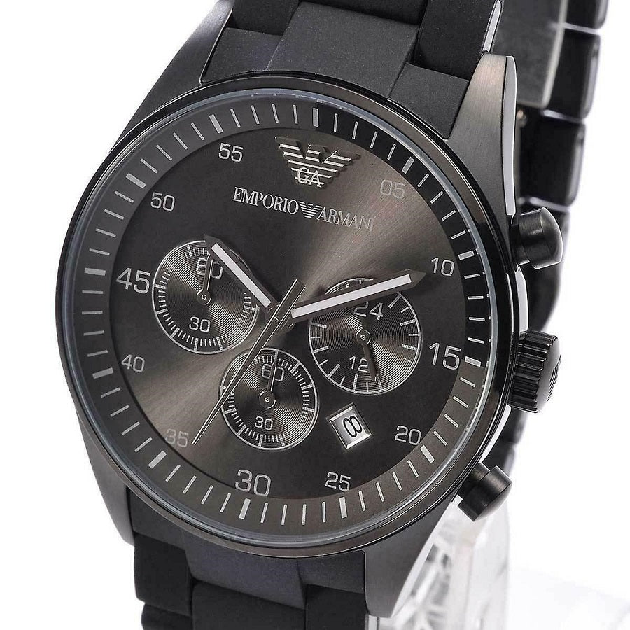 Emporio Armani Sportivo Chronograph Black Dial Black Stainless Steel Watch For Men - AR5889 Watches Emporio Armani   