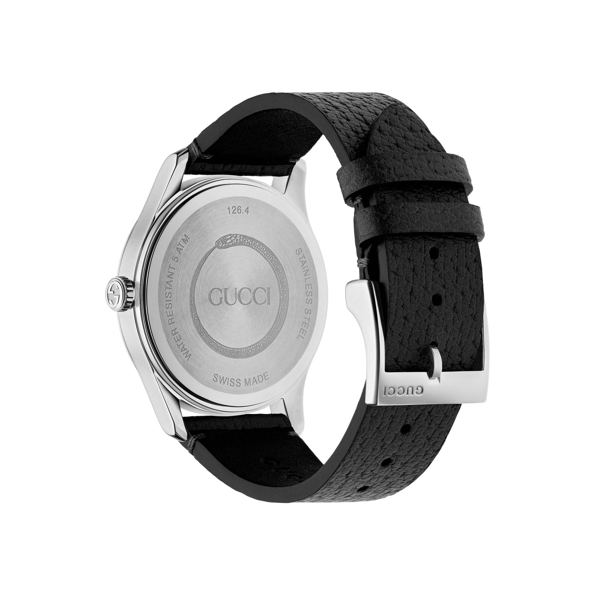 Gucci G Timeless Bee Black Dial Black Leather Watch For Women - YA1264067 Watches Gucci   