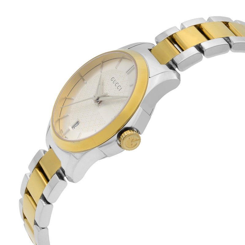 Gucci G Timeless Silver Dial Two Tone Steel Strap Watch For Women - YA126563 Watches Gucci   