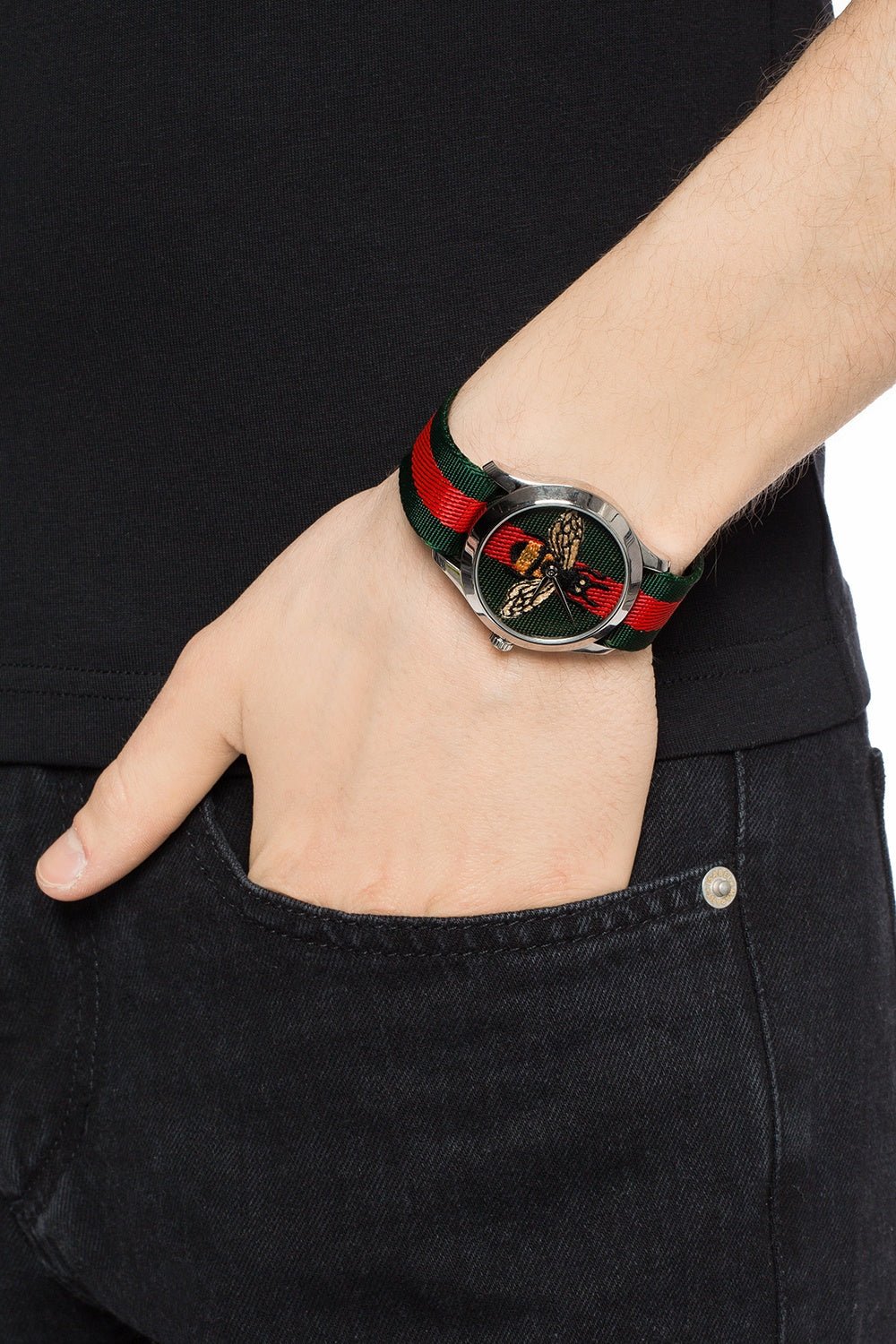 Gucci Le Marche des Merveilles Red & Green Dial Red & Green Nylon Strap Unisex Watch - YA1264060 Watches Gucci   