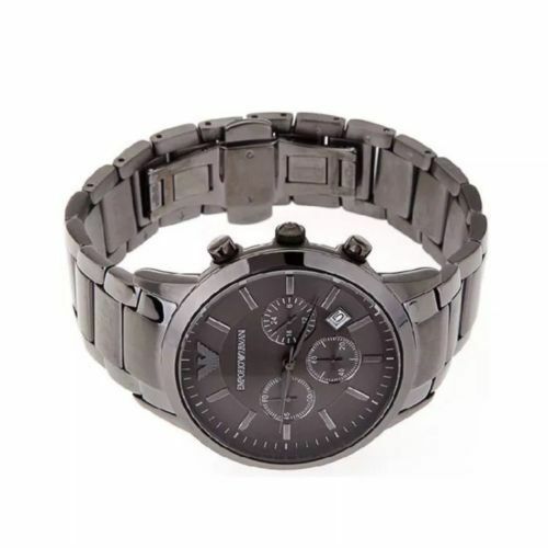 Emporio Armani Classic Chronograph Brown Dial Stainless Steel Gunmetal Strap Watch For Men - AR2454 Watches Emporio Armani   