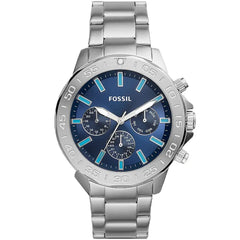 Fossil Bannon Multifunction Blue Dial Silver Steel Strap Watch for Men - BQ2503 Watches Fossil   