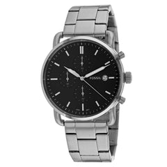 Fossil The Commuter Black Dial Silver Steel Strap Watch for Men - FS5399 Watches Fossil   