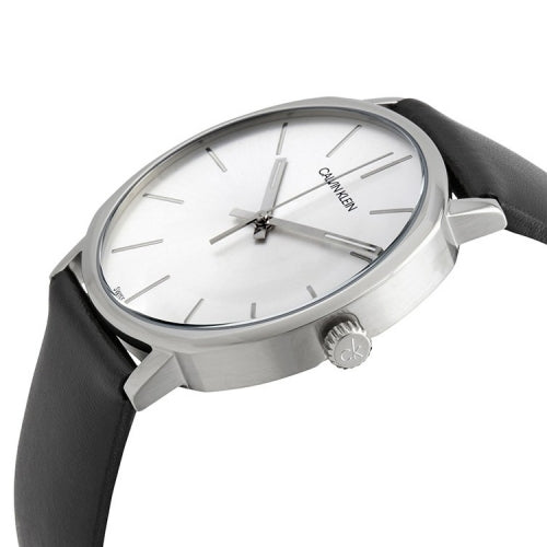 Calvin Klein High Noon Quartz White Dial Black Leather Strap Watch for Men - K8M211C6 Watches Calvin Klein   