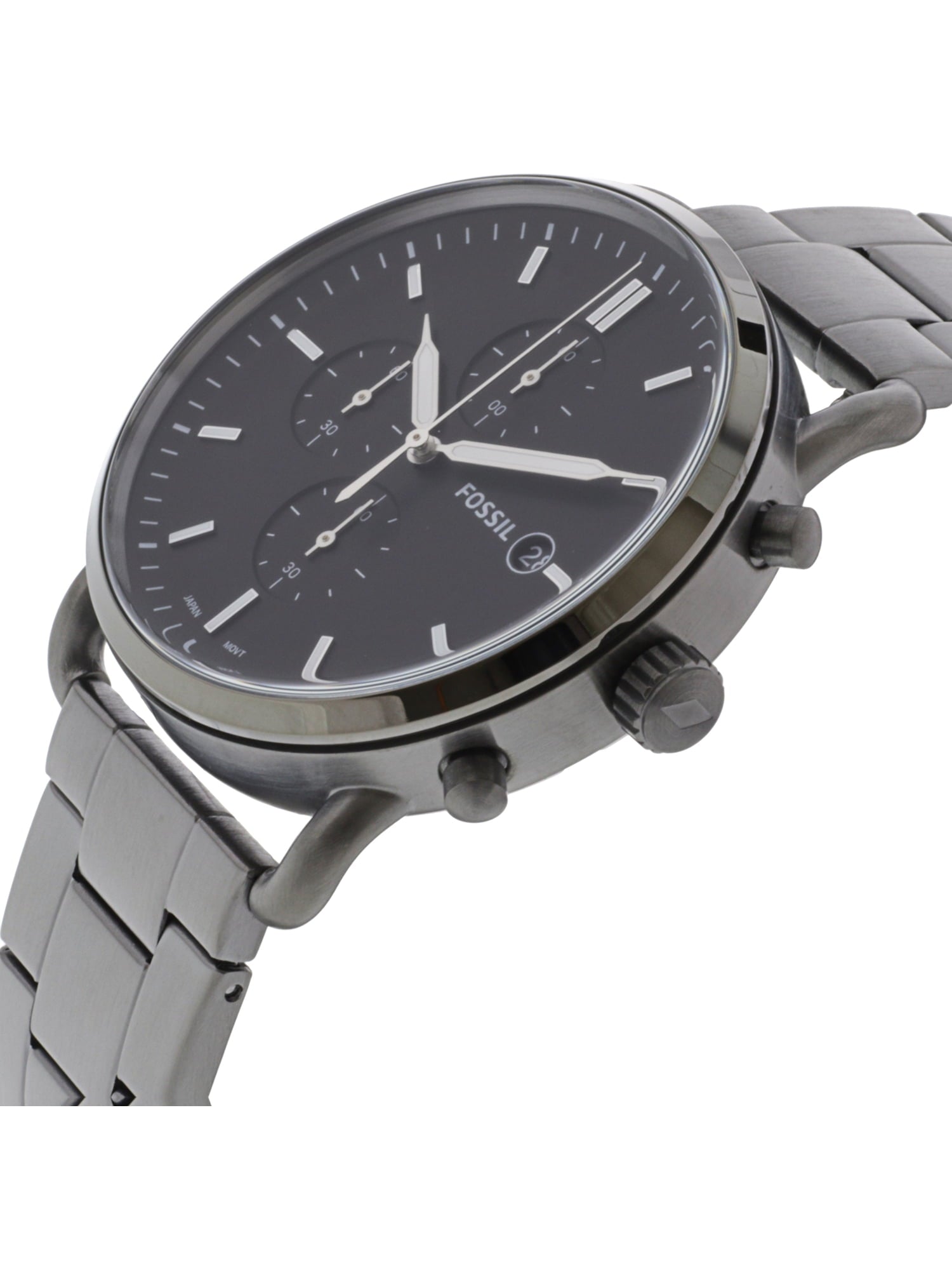 Fossil The Commuter Black Dial Grey Steel Strap Watch for Men - FS5400 Watches Fossil   