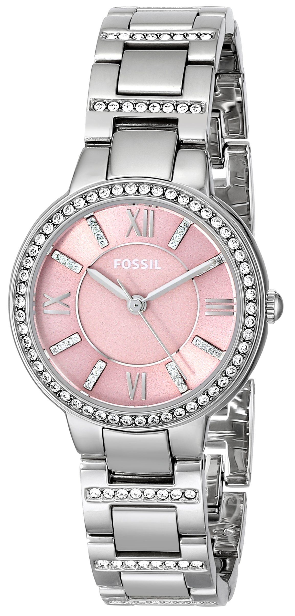 Fossil Virginia Pink Dial Silver Steel Strap Watch for Women - ES3504 Watches Fossil   