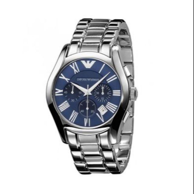 Emporio Armani Classic Blue Dial Silver Stainless Steel Strap Watch For Men - AR1635 Watches Emporio Armani   