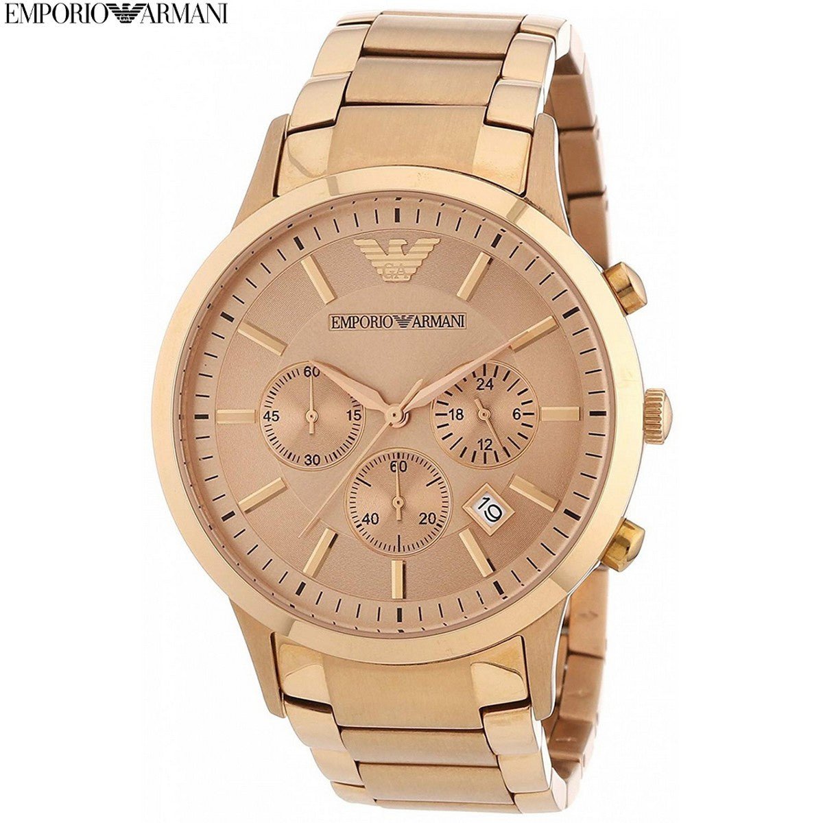 Emporio Armani Classic Rose Gold Chronograph Stainless Steel Watch For Men - AR2452 Watches Emporio Armani   