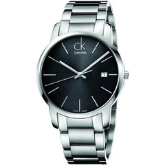 Calvin Klein City Date Black Dial Silver Steel Strap Watch for Men - K2G2G143 Watches Calvin Klein   