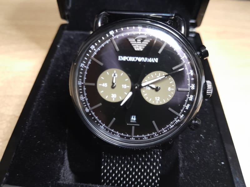 Emporio Armani Aviator Black Dial Black Mesh Bracelet Watch For Men - AR11142 Watches Emporio Armani   