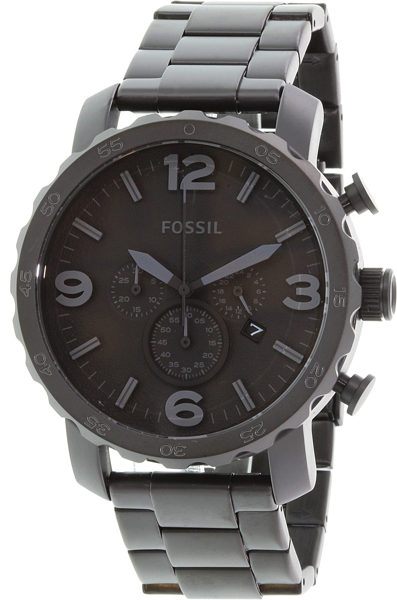 Fossil Nate Chronograph Black Dial Black Steel Strap Watch for Men - JR1401 Watches Fossil   