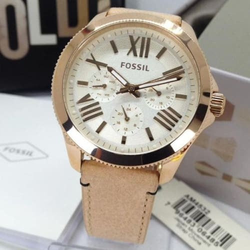 Fossil Cecile White Dial Sand Leather Strap Watch for Women - AM4532 Watches Fossil   