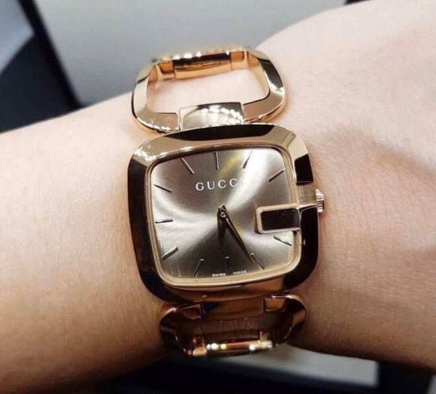 Gucci G Gucci 125 G Series Sunbrushed Brown Dial Rose Gold Steel Strap Watch For Women - YA125511 Watches Gucci   