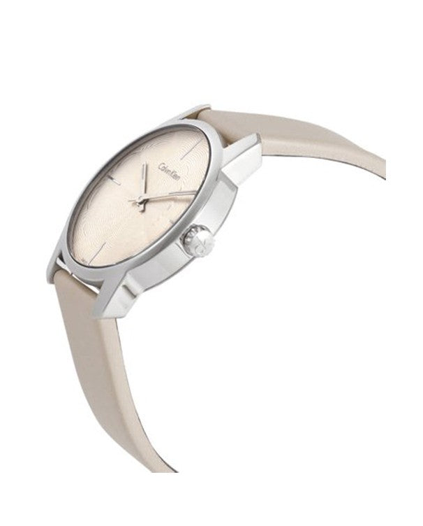 Calvin Klein City White Dial White Leather Strap Watch for Women - K2G231XH Watches Calvin Klein   