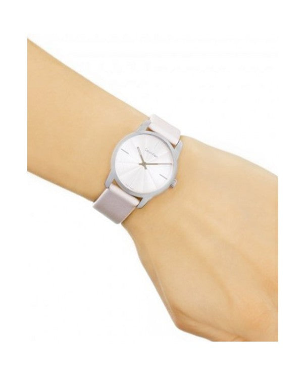 Calvin Klein City White Dial White Leather Strap Watch for Women - K2G231XH Watches Calvin Klein   