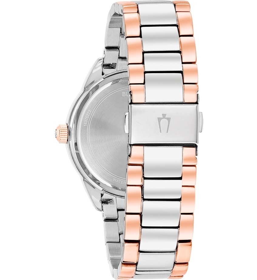 Bulova Crystal Collection Silver Dial Two Tone Steel Strap Watch for Women - 98N100 Watches Bulova   