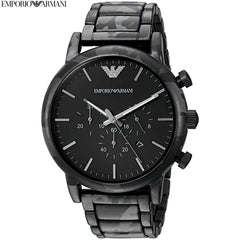 Emporio Armani Luigi Chronograph Black Dial Black Stainless Steep Strap Watch For Men - AR11045 Watches Emporio Armani   