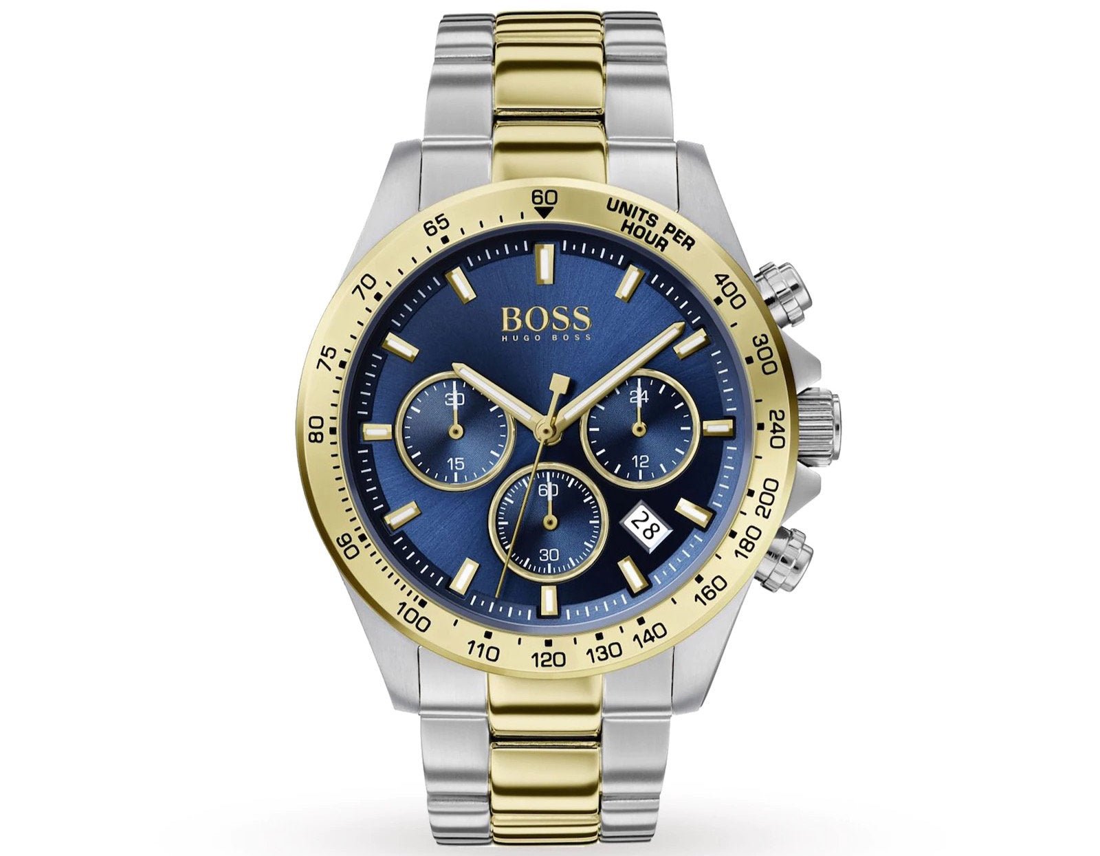 Hugo Boss Hero Blue Dial Two Tone Steel Strap Watch for Men - 1513767 Watches Hugo Boss   