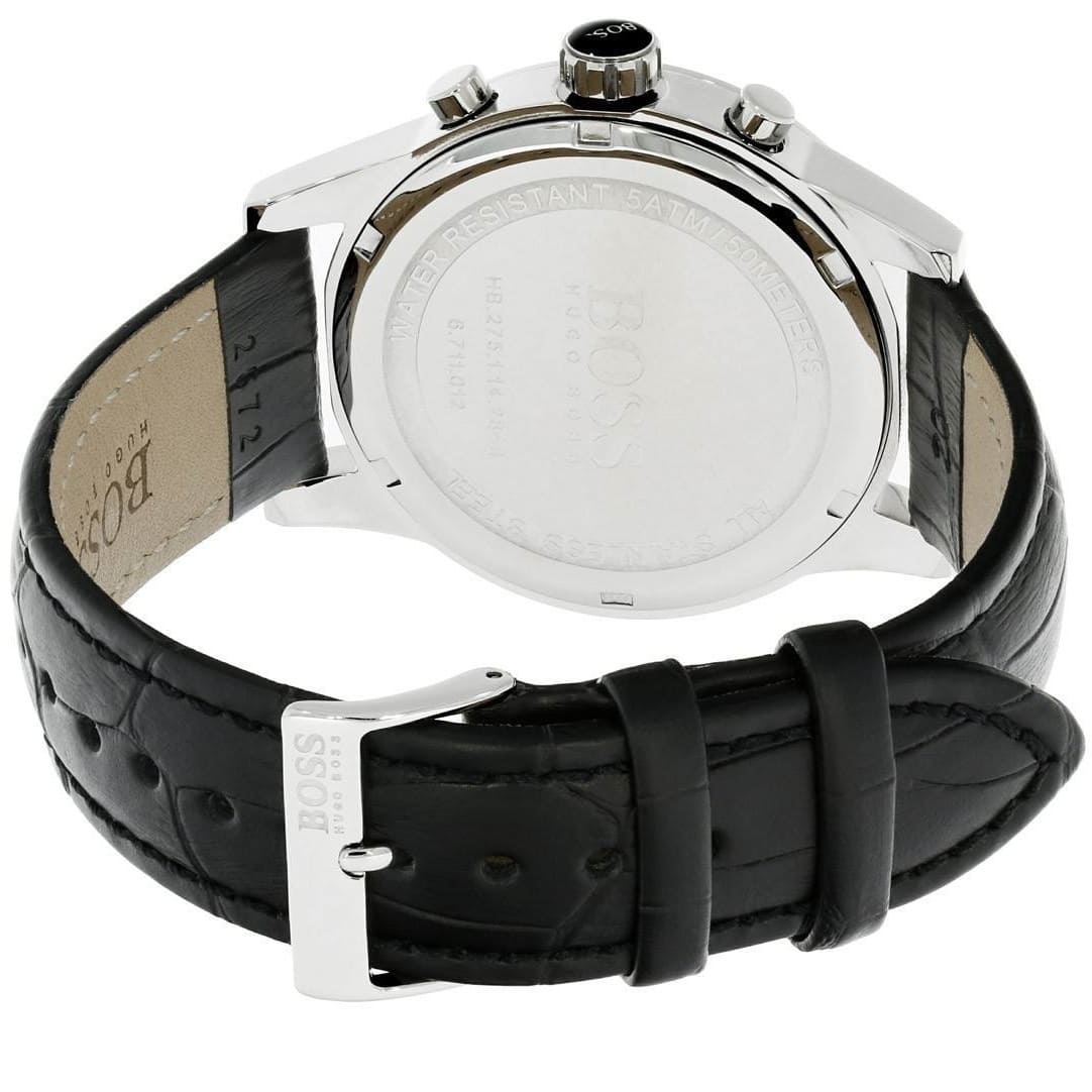 Hugo Boss Jet Blue Dial Black Leather Strap Watch for Men - 1513283 Watches Hugo Boss   